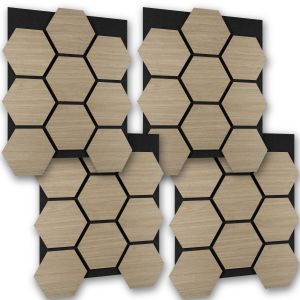 Tectake 4 paneles de pared, mdf absorbente, 76x62x1,8 cm, roble oscuro