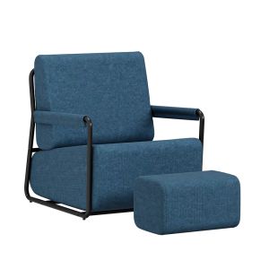 Sobuy poltrona relax con reposapiés azul oscuro