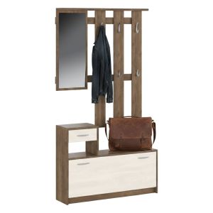 Mueble de entrada garolfo, 8 pares, en madera nobilitada blanca
