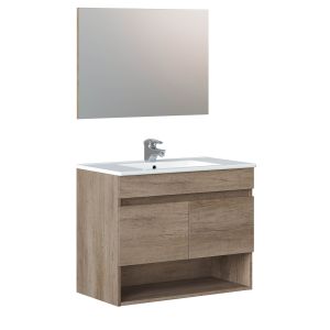 Mueble de baño clara  2 puertas con espejo, sin lavabo, color nordik