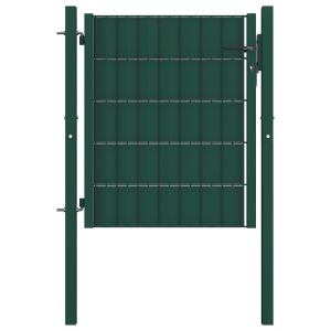 vidaXL puerta de valla de PVC y acero verde 100x101 cm