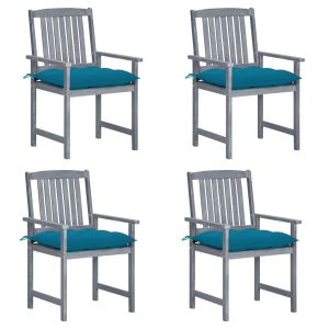 vidaXL sillas de jardín con cojines 4 uds madera maciza de acacia gris