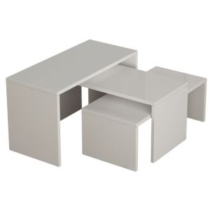 Mesa auxiliar set x3 multiusos blanco 39x65x30 cm
