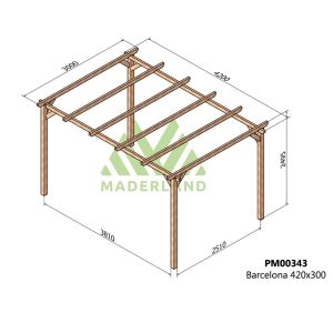Pérgola de madera maciza - barcelona 420x300cm (maderland)