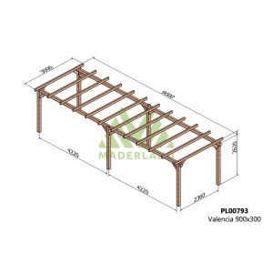 Pérgola de madera laminada - valencia 900x300cm (maderland)