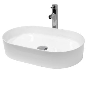 Lavabo cerámico ovalado 605 x 380 x 125 mm blanco ecd germany