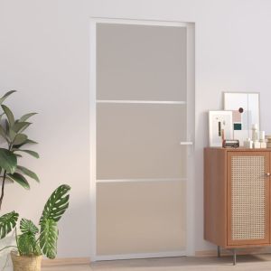 Puerta interior de vidrio y aluminio blanco mate 93x201,5 cm wef9276