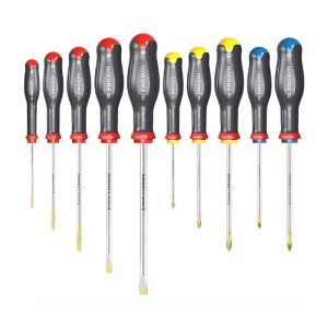 Juego de 10 destornilladores protwist - acero gris - 2,5-175 mm
