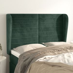 Cabecero con orejas de terciopelo verde oscuro 147x23x118/128cm eso1734