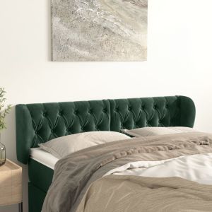 Cabecero de terciopelo verde oscuro 147x23x78/88 cm eso9152