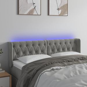 Cabecero con LED de terciopelo gris claro 163x16x78/88 cm eso5287