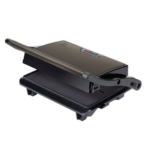 Parrilla eléctrica JATA JEGR1106 con apertura total. Placas: 22,5 x 14,6cm