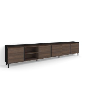 Mueble tv, 309x35x61cm, roble oscuro y negro, rf4568