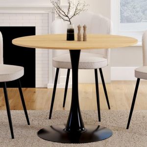 Mesa de comedor redonda - madera negra - 4 personas - 100 cm