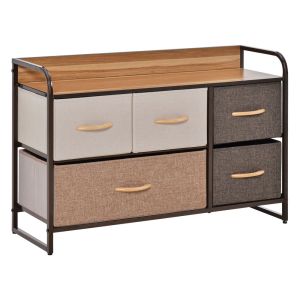 Cómoda de tela 87.5x29x58 cm lino, metal, mdf multicolor Homcom