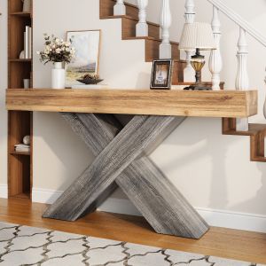 Mesa consola para recibidor salón tablero de partículas natural 80x140x30cm