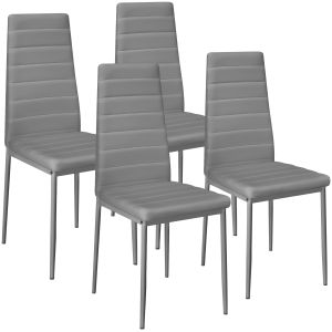 4 sillas de comedor con acolchado, polipiel, 41 x 45 x 98.5 cm, gris