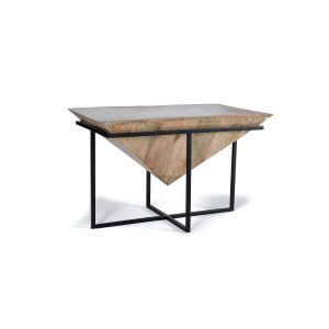 Mesa de centro de madera de mango y metal en color natural 100 cm