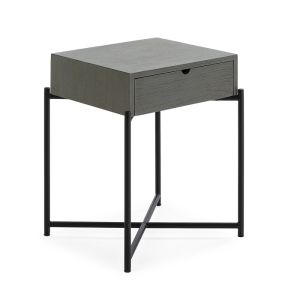 Mesita de noche 50x40x62 madera gris, metal negro