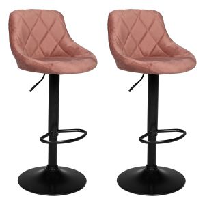 Pack de 2 taburetes de bar de terciopelo rosa robin