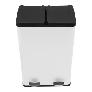 Cubo de basura con pedal  doble 2x30l reciclaje, blanco