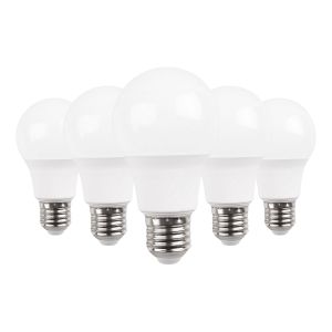 Pack 5 bombillas LED estándar E27 9w equi.60w 806lm 4000k primer leader
