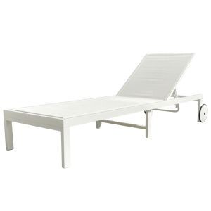 Tumbona ibiza de 5 posiciones con ruedas en aluminio blanco