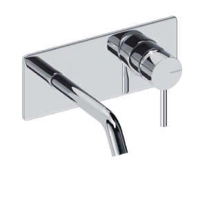 Grifo monomando mural con placa loop  14 cm cromado