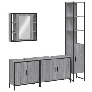 vidaXL set de armario de baño 4 pzas madera contrachapada gris sonoma