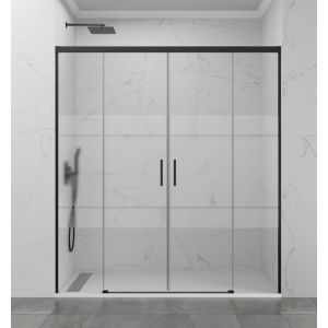 Mampara basic spazio 2 puertas + 2 fijos serigrafiado negro 200 cm