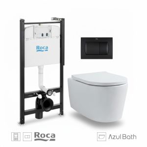 Pack roca active cisterna y pulsador negro mate wc lia tornado azulbath