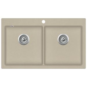 Fregadero de cocina de granito beige de dos senos