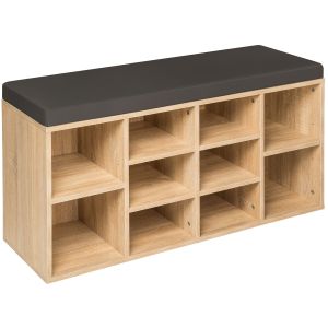 Zapatero con banco, 10 pares, 103,5 x 48 x 30 cm, gris/roble claro