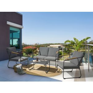 Conjunto de jardín con mesa 4 plazas vezzana metal gris