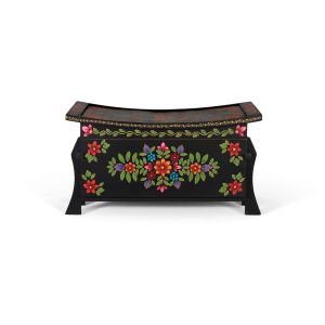 Baúl de madera de mango en color negro y multicolor 83 cm