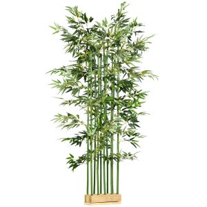 Planta artificial poliéster, bambú, madera de pino color verde 35x10x180 cm