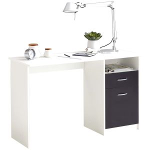 Fmd escritorio con 1 cajón blanco y negro 123x50x76,5 cm