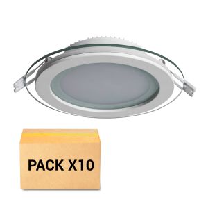Pack 10x focos empotrables LED 6w 4000k redondo con cristal