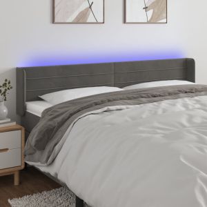 Cabecero con LED de terciopelo gris oscuro 183x16x78/88 cm eso9727