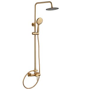 Valaz barra de ducha redonda ajustable 120cm dorado cepillado - 20cm