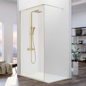 Mampara fija ducha 90  cm 1 hoja fresh arena oro cepillado barra en l