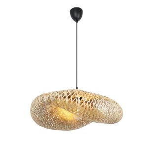 Lámpara cocina seda de bambú y mimbre negro industrial