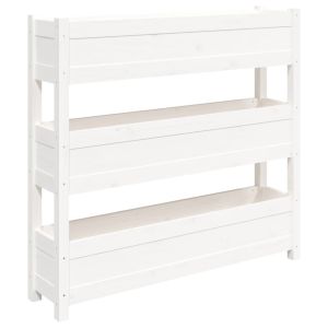 vidaXL jardinera de madera maciza de pino blanco 112x25x104,5 cm
