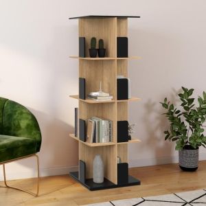 Estantería biblioteca giratoria - negro efecto madera - 145 cm