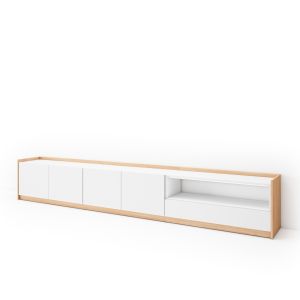 Mueble tv, 310x50x37cm, blanco y roble soft rf4322