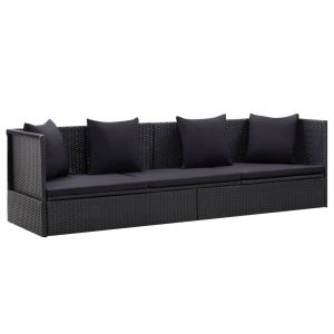 Sofá de jardín con cojín y almohada resina tejida