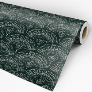 Papel pintado victoriano boho verde 60cm por 250cm