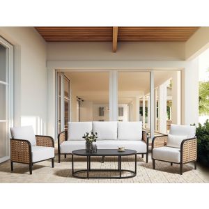 Conjunto de jardín con mesa 5 plazas montefalco metal blanco