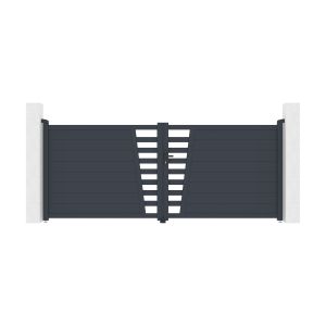 Puerta batiente regulable 3,5 m cervina h.140cm alu gris