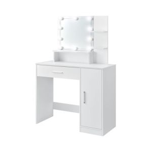 Tocador moderno con luz LED 90x38x137 cm blanco ml-design